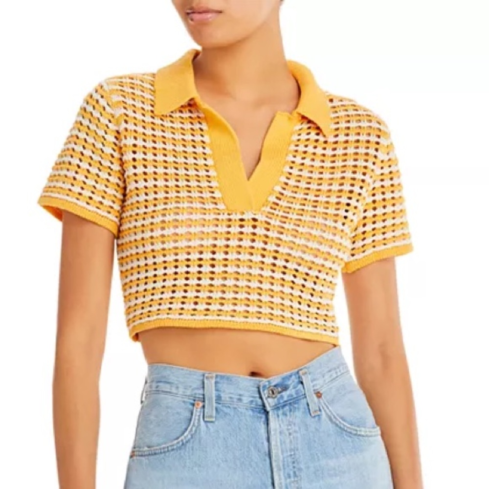 Derek Lam 10 Crosby Orange Crochet Crop Top Sz Small